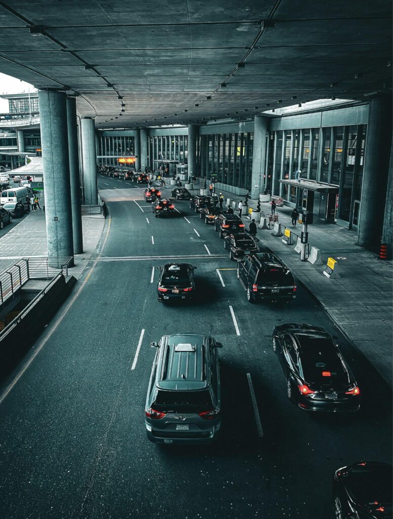 taxis waiting in line at airport