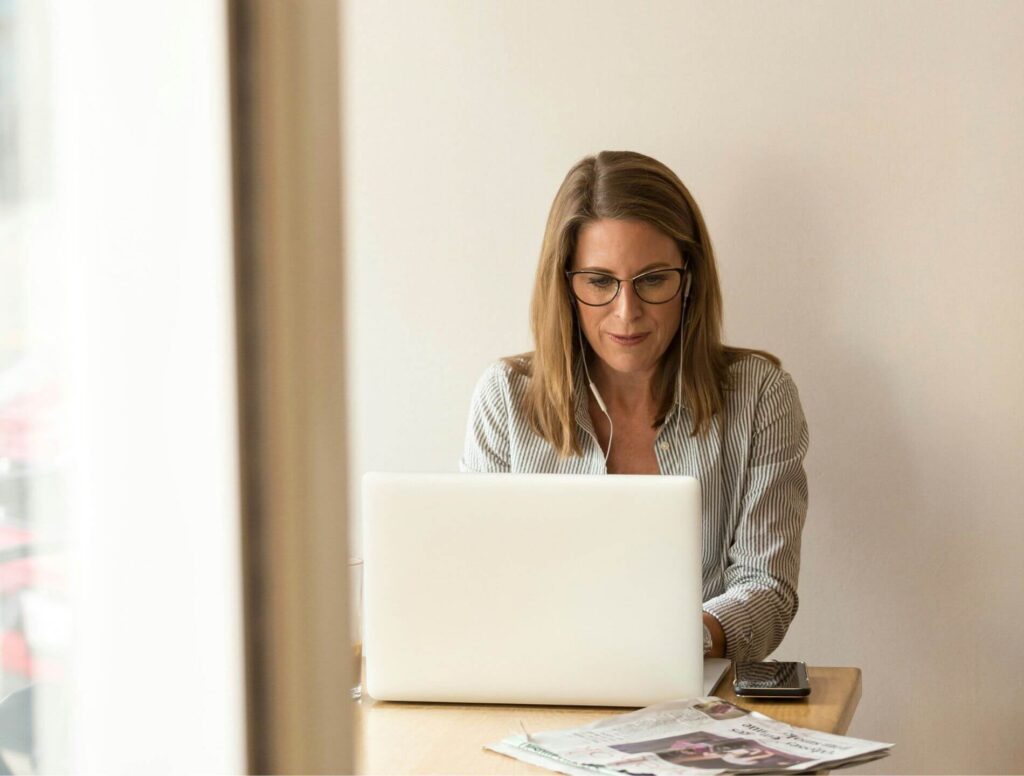 Woman working on her laptop