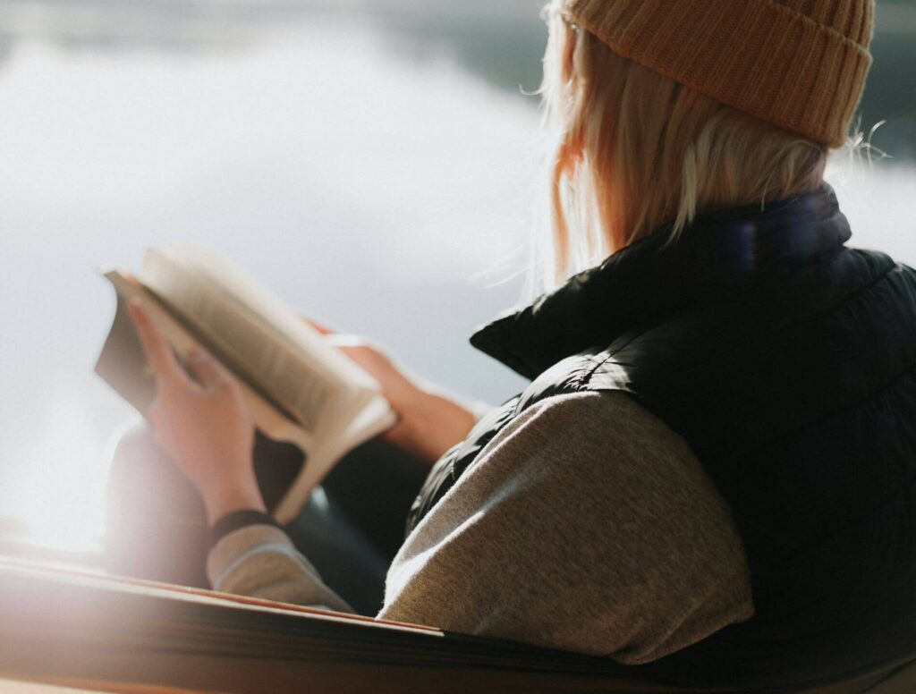 young woman ready a book