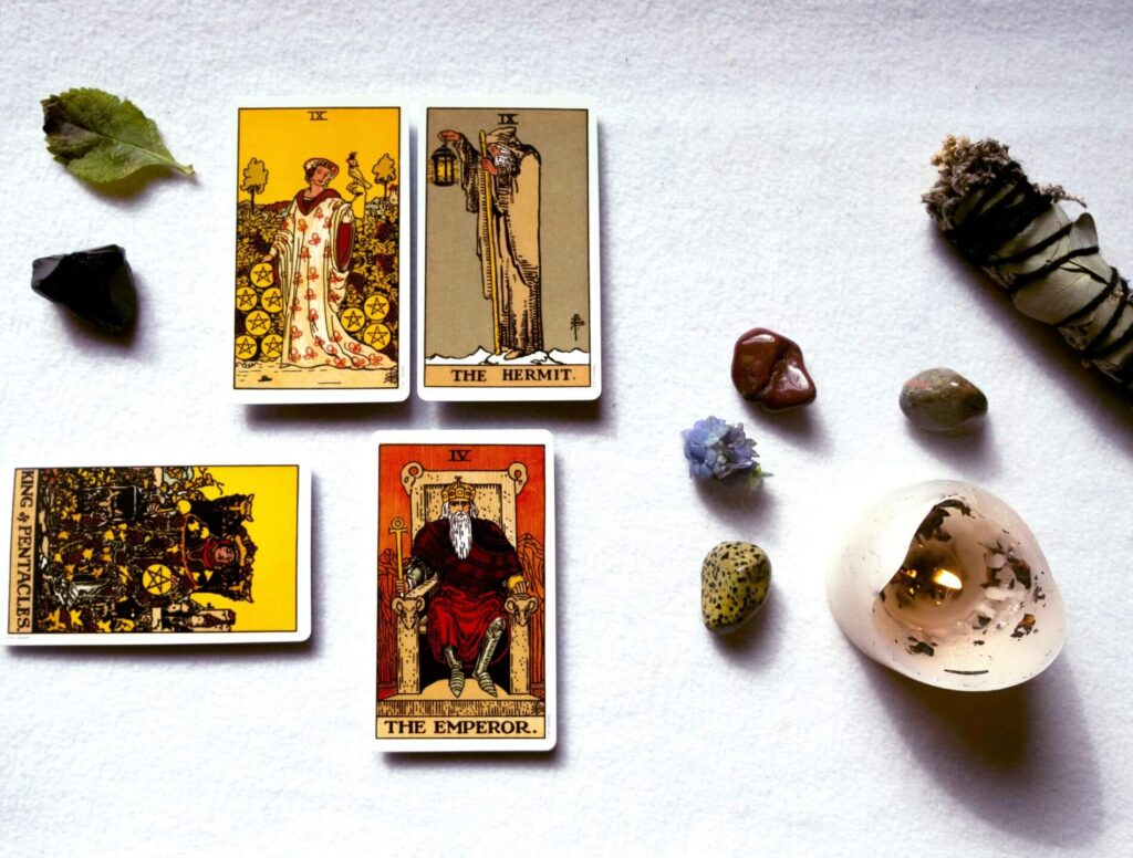 table with tarot cards