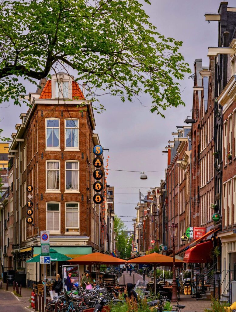 European street with cafes