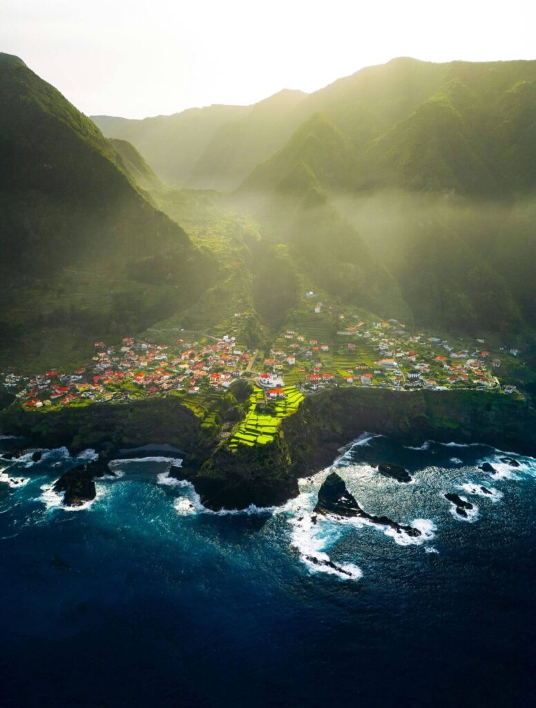 view from above of town in Madeira