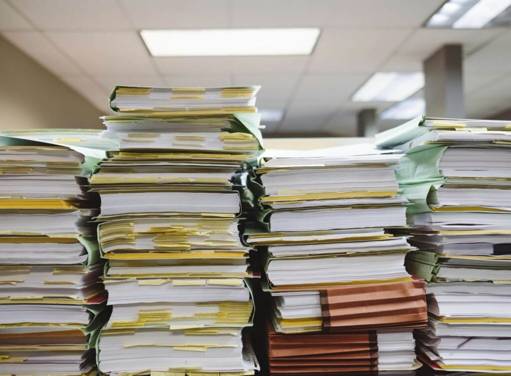 Stacks of folders filled with paperwork